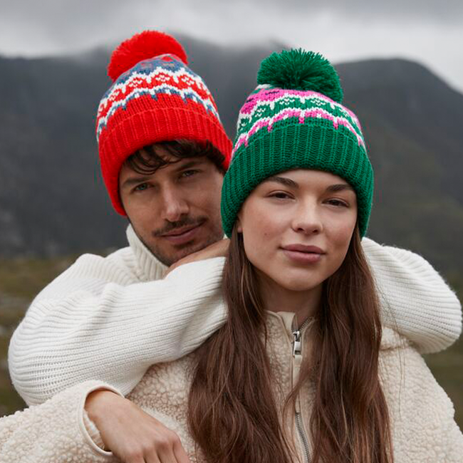 Two Adults wearing a Beechfield Beanie